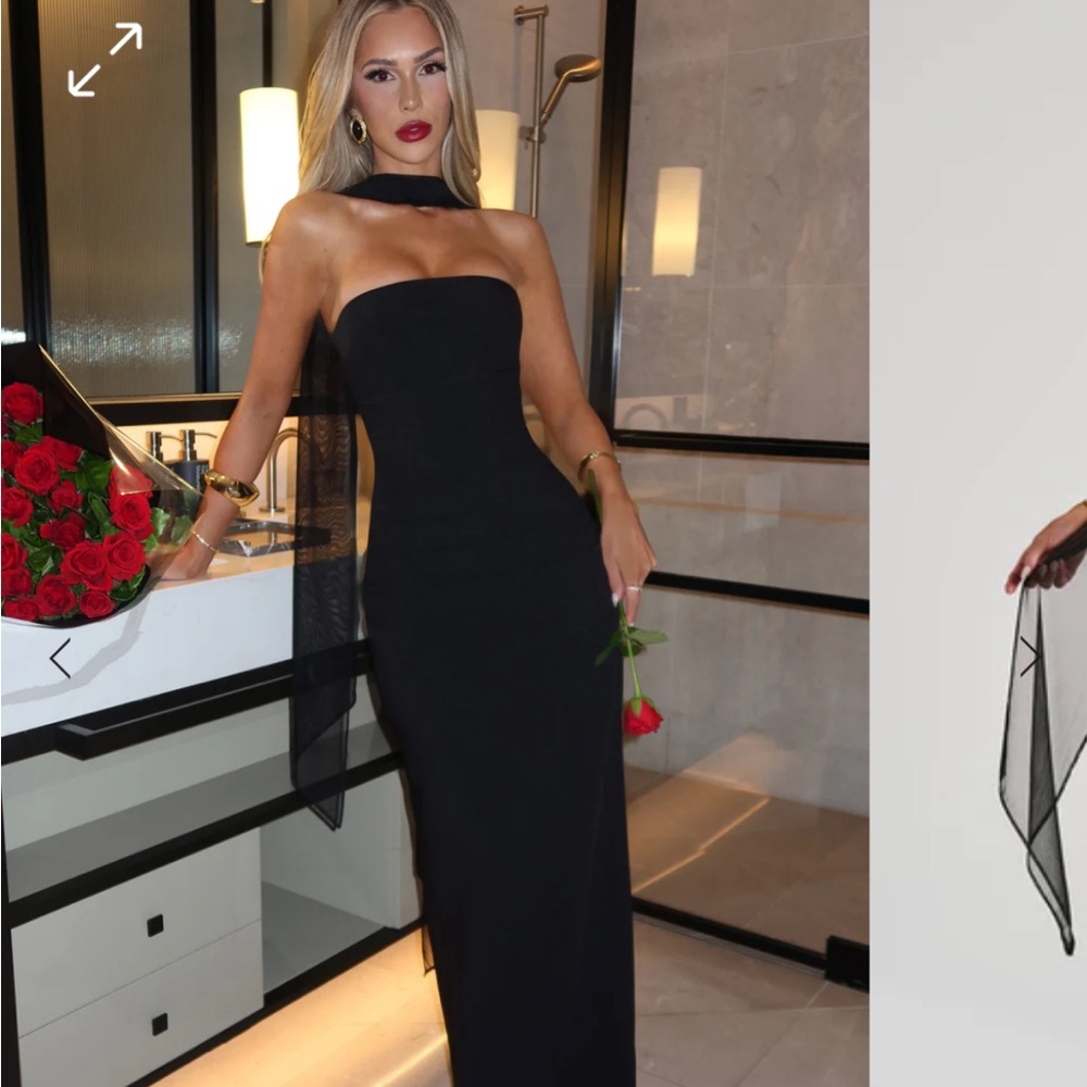 Elegant Black Strapless Evening Dress